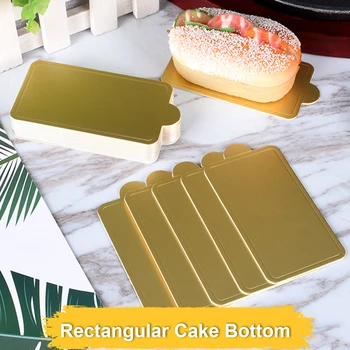 

Mini Rectangle Golden Cardboard Cake Base Cake Paper Plates Dessert Board Base Grease-Proof and Freezer-Durable Pastry Cardboard