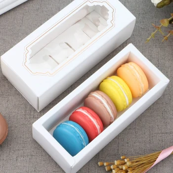 

10 Pcs Macarons Box White Bronzing Kraft Paper Gift Packaging Box Kid Birthday Wedding Cake Boxes for Guests Candy