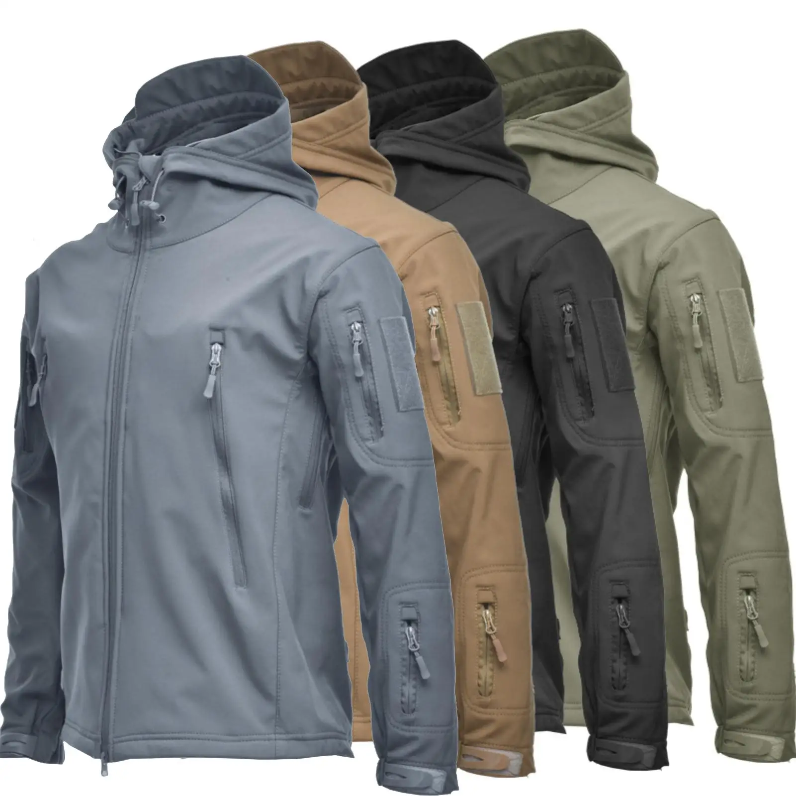 Cremallera gruesa de camuflaje de manga larga para hombre, rompevientos, impermeable, a prueba de viento, abrigo deportivo