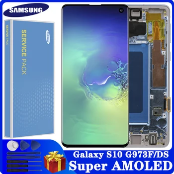 

Original Super AMOLED 6.1'' S10 LCD For SAMSUNG Galaxy S10 G973F/DS G973U SM-G973 LCD Display Touch Screen Digitizer Replacement