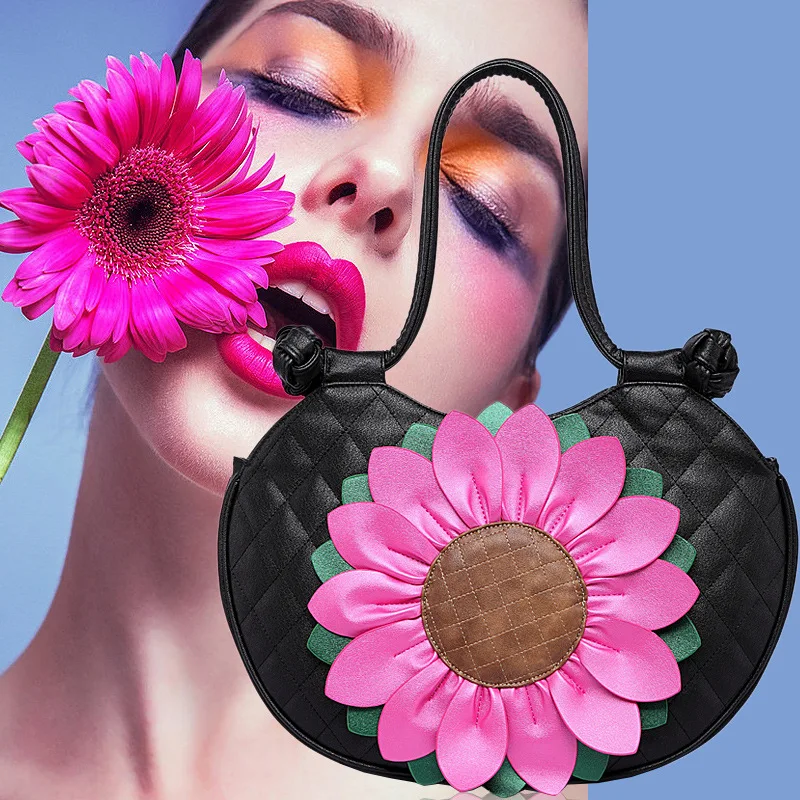 

Bag Women's 2019 New Style Sun Flower Handbag Ethnic-Style Large Bag Sunflower WOMEN'S Shoulder Bag