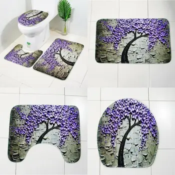 

3Pcs/set Bathroom Mat Set Toilet Rug Ocean World Flannel Anti Slip Bath Mat Rugs Home Decor Bathroom Products