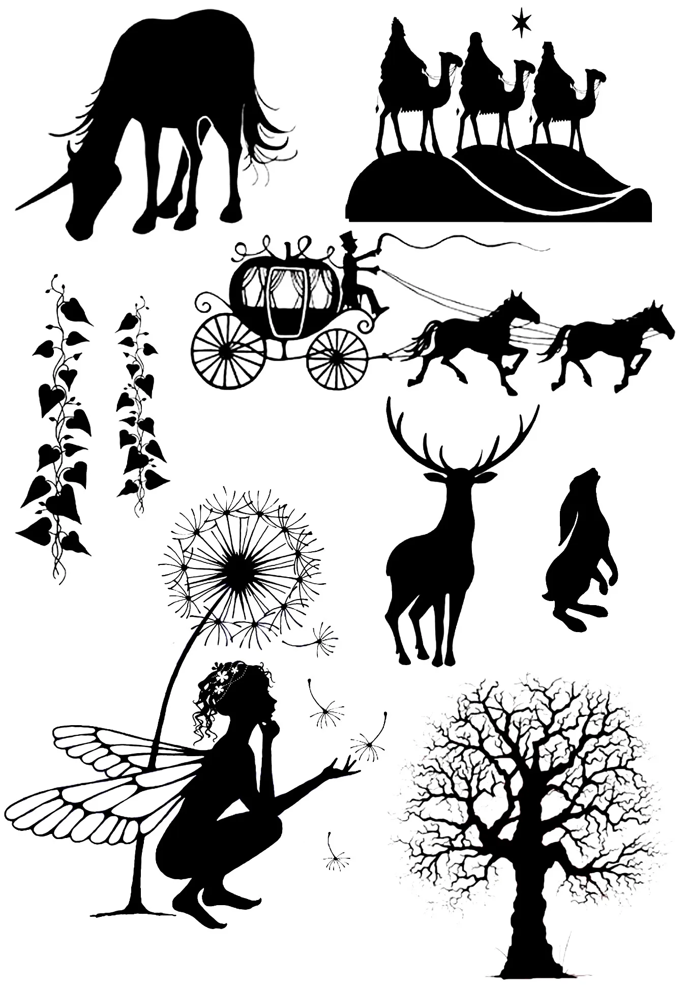 

Unicorn carriage Fairy Tree Clear Stamps for DIY Scrapbooking Card Making Photo Album Crafts Template Decoration Rubber Stamp