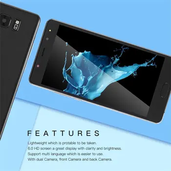 

6 Inches MTK6580 Smartphone Cell Phone For Android S8 Support Multi Language Dual Sim Dual Standy Front 200W Camera