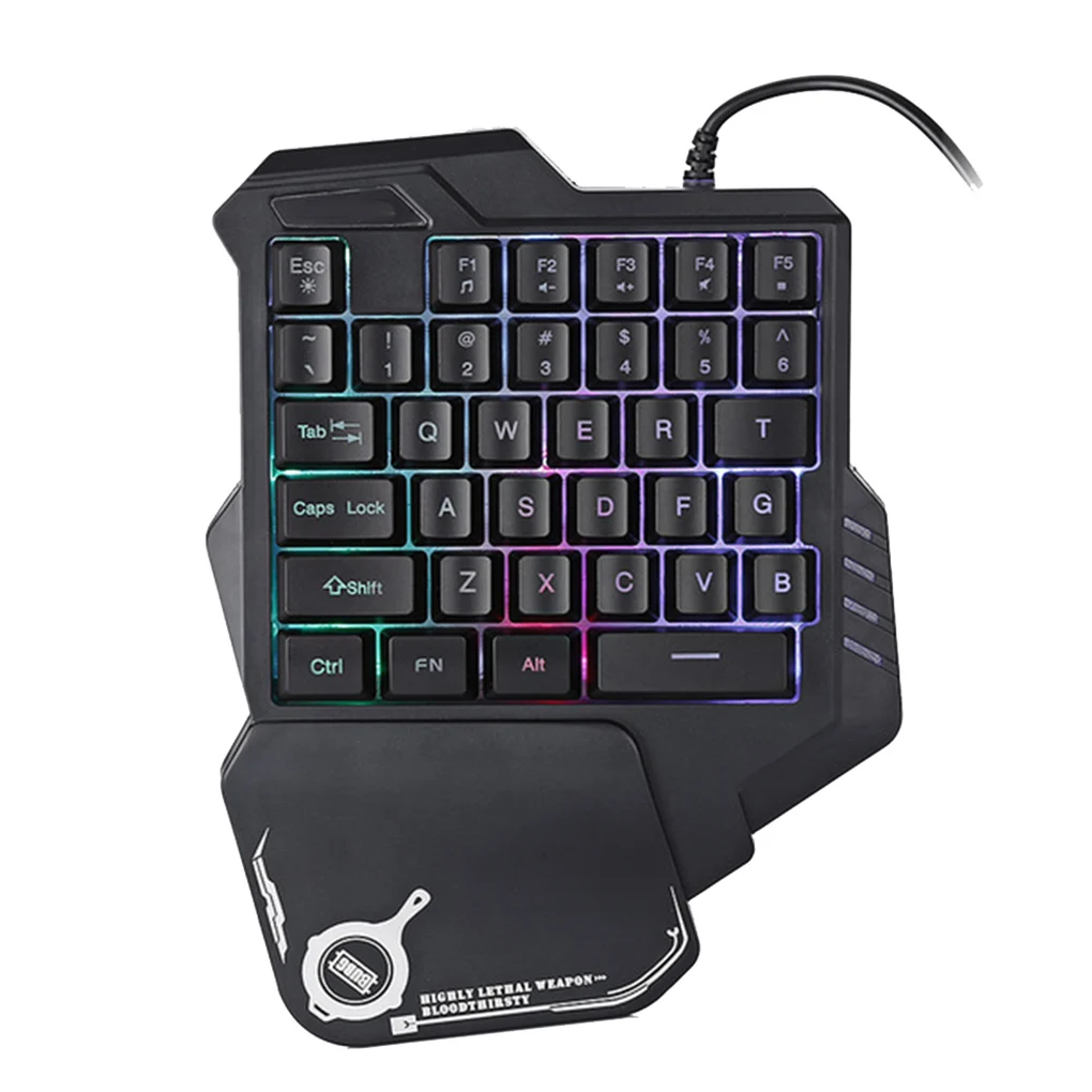 

G30 One-Handed Mechanical Keyboard 35 Keys LED Backlight USB Wired Gaming Keyboard Left Hand Portable Mini Gaming Keypad
