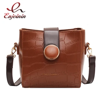 

Stone Pattern Pu Leather Crossbody Bags for Women Fashion Shoulder Bag Purses and Handbags Trend Bucket Bag 2021 Designer Bag