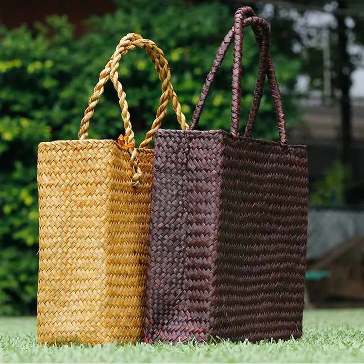 

Creative Handbag Rattan Carry Bag New Style Straw Bag Weaving Straw Bag Mori Girl Line Straw Bag a Large Amount
