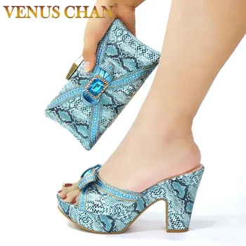 

Mature Women Shoes and Bag Set in Sky-blue Color High Quality African MAMA Matching Shoes and to Match for Party