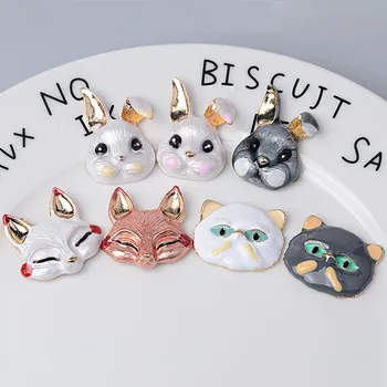 

10pcs Enamel Effect Drip Oil Bunny Fox Cat Head Pendant Without C Buckle DIY Hair Accessories Shoes and Clothing Accessories