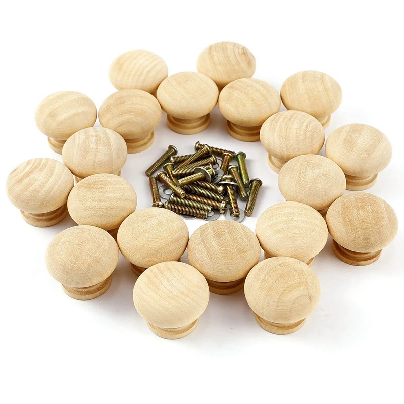 

20Pcs 33Mm Round Wooden Cabinet Knob Cabinet Drawer Drawer Door Handle Furniture Handle