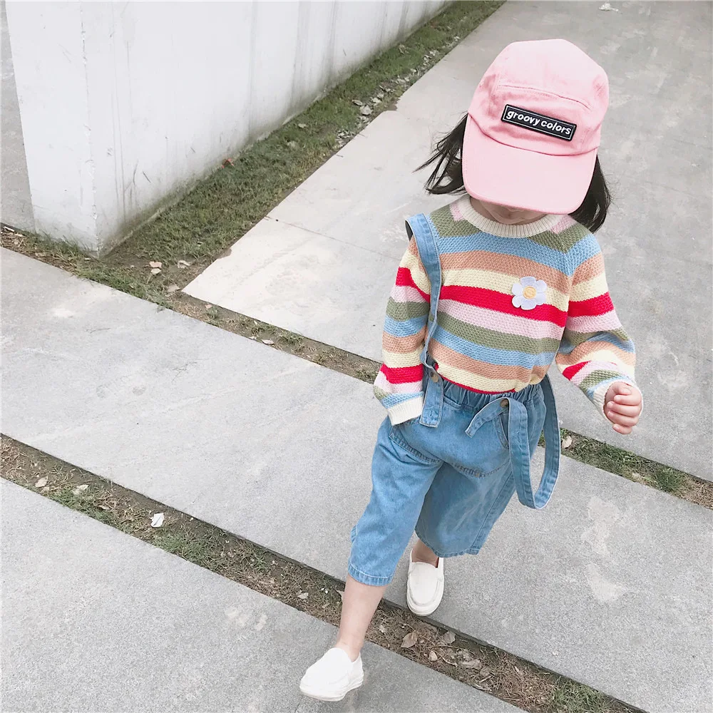 Tonytaobaby/осенне-зимняя одежда новая детская одежда для маленьких девочек свитер с ромашками для девочек