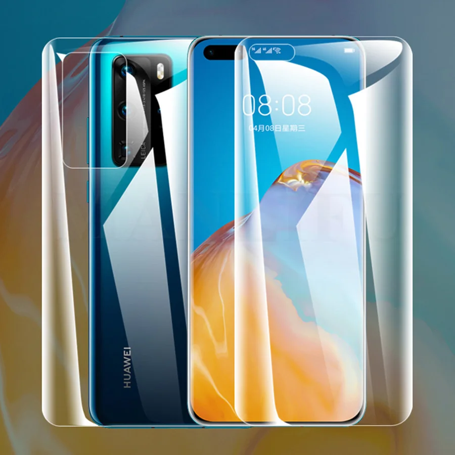 Передняя и задняя Гидрогелевая пленка для Huawei P30 P40 Lite Honor 20 Pro View P Smart 2019 3D полная