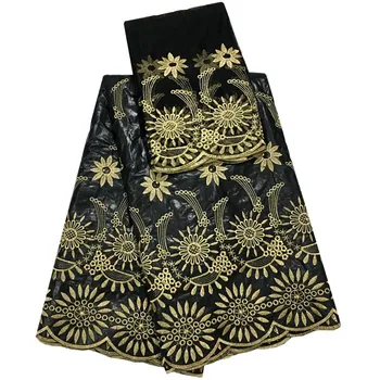 

Black and gold Embroidery African Guipure Lace Fabric 2019 High Quality Bazin Riche Embroidery Fabric for dress