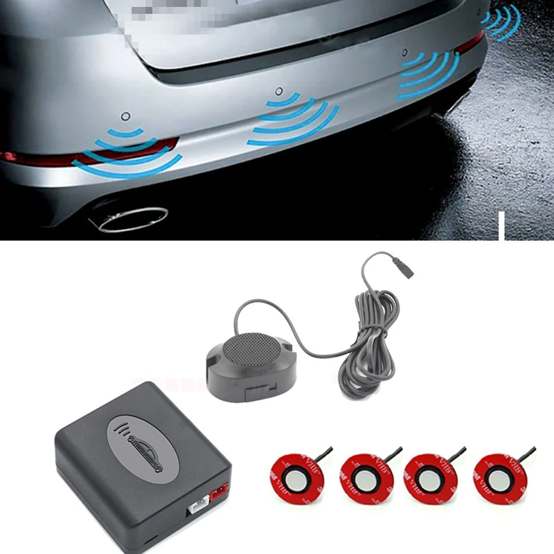 

Car Auto Parktronic Buzzer Alarm Parking Sensor with 4 Reverse Sensors 16.5mm Backup Parking-Radar Monitor Detector System Black