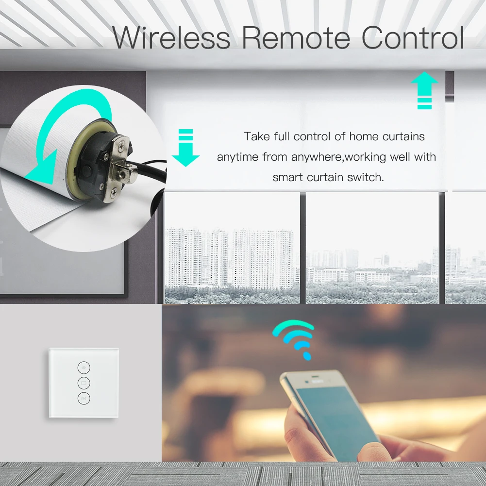 Motorized Electric Smart Tubular Roller Shade Blinds Motor 4 Wires Smart Life App Remote Control Works with Alexa Google Home
