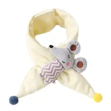 Детский зимний хлопковый стеганый шарф с перекрестным воротником, кольцо на шею с рисунком мыши и динозавра