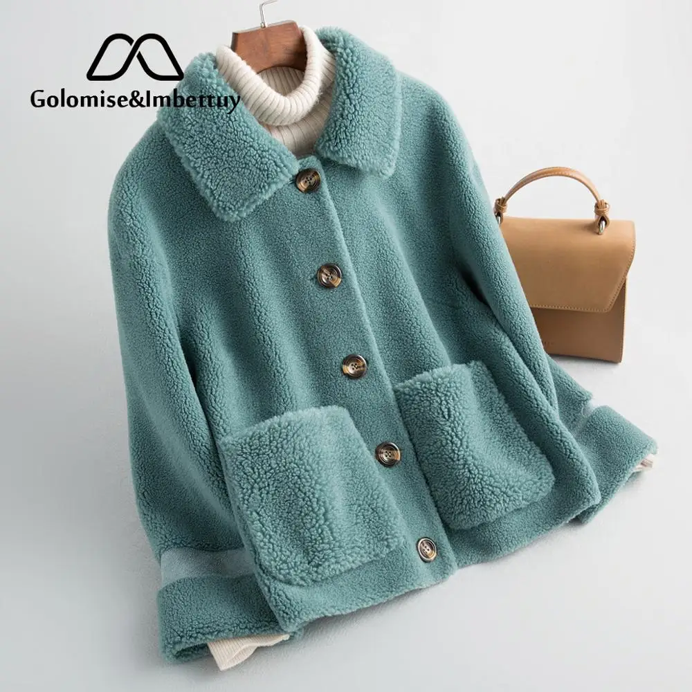 

Golomise&Imbettuy Women Fashion Real/Genuine Composite Lamb/Wool Fur Shearling Jacket/Coat with Faux Suede Leather Lining