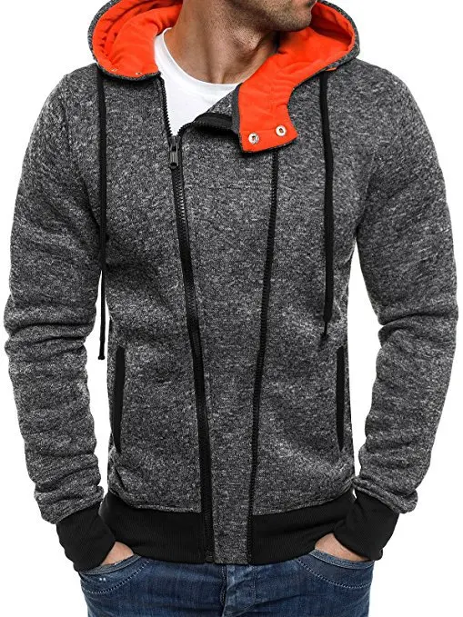

Brand Jacquard Hoodie Sportswear Men's Pure Color Casual Quality Slim Fit Hoodie Men's Drawstring Diagonal Zip Cardigan Hoodie