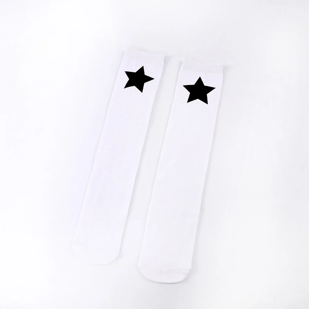 White Star Black Детские гольфы, Черно-Белые Носки с рисунком звезды и сердца, мягкие теплые носки, SCKLH0326 - Цвет: White Star Black