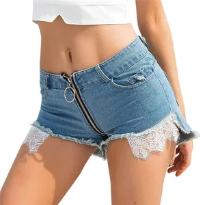 Shorts Women's Shorts High Waist  Hole Lace Zipper Pockets Mini Short Polyester Shorts  Women 2020