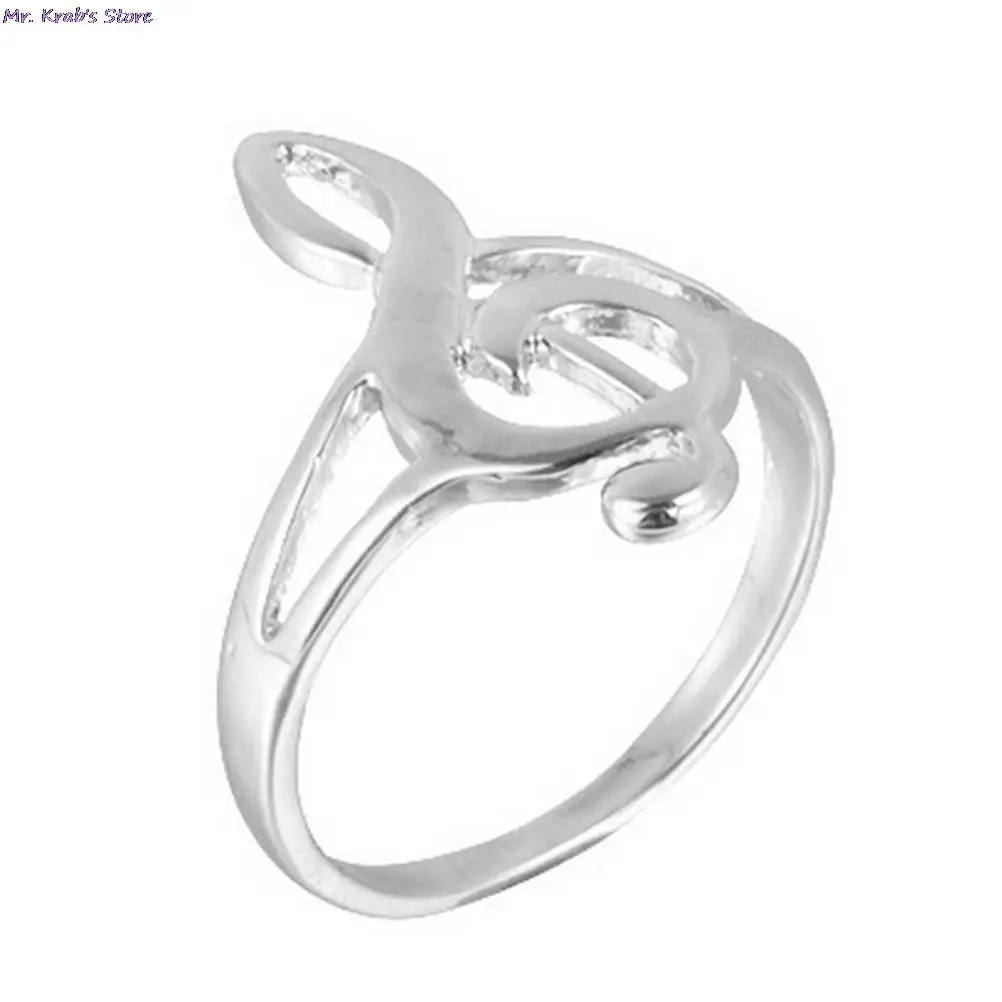 1Pc Fashion Cute Silver Color Musical Music Note Ring Treble Clef Ring Jewelry Gift finger ring,silver ring