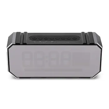 

New 10W Wireless Speaker Bluetooth Stereo Music Player Aluminum Bracket with Time Display Dual Alarm Clock FM Radio Function
