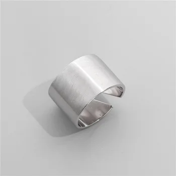 

SODROV Korean version of 925 sterling silver ring simple style brushed wide face 14MM ring size adjustable