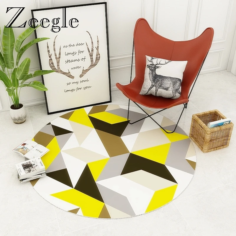 Zeegle Round Rug Carpet for Living Room Home Decoration Soft Foot Carpet Rug Sofa Area Rug Floor Mat Office Hotel Home Carpet