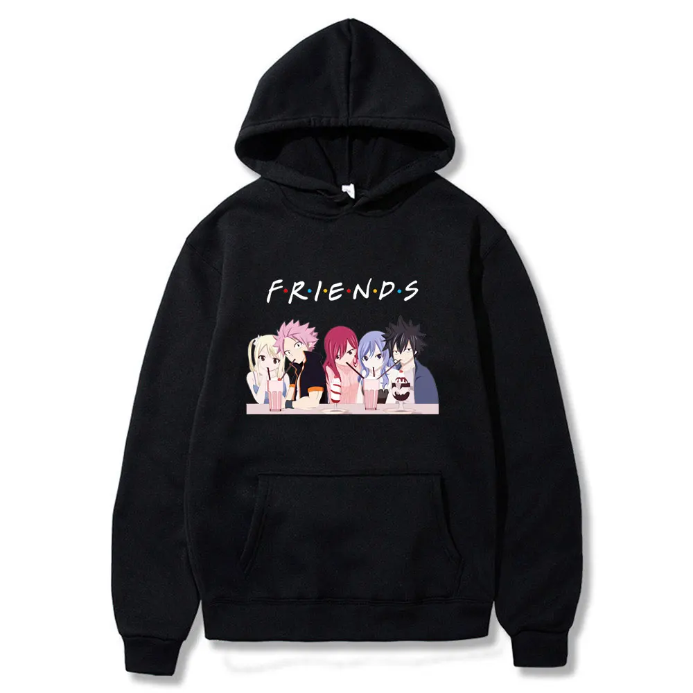 

2020 New Hot Sale Fairy Tail Hoodies Friends Print Hoodie Natsu Lucy Gray Elza Japan Anime Cotton Unisex Men Fleece Sweatshirts