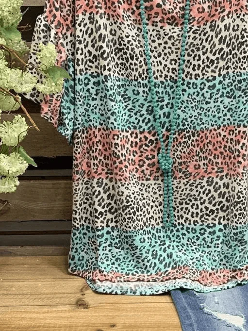 2020 New Arrival Leopard Printed Tops Tee Shirts Casual Flare Sleeve T-shirt For Women Summer O-neck Leopard Print Top Femme