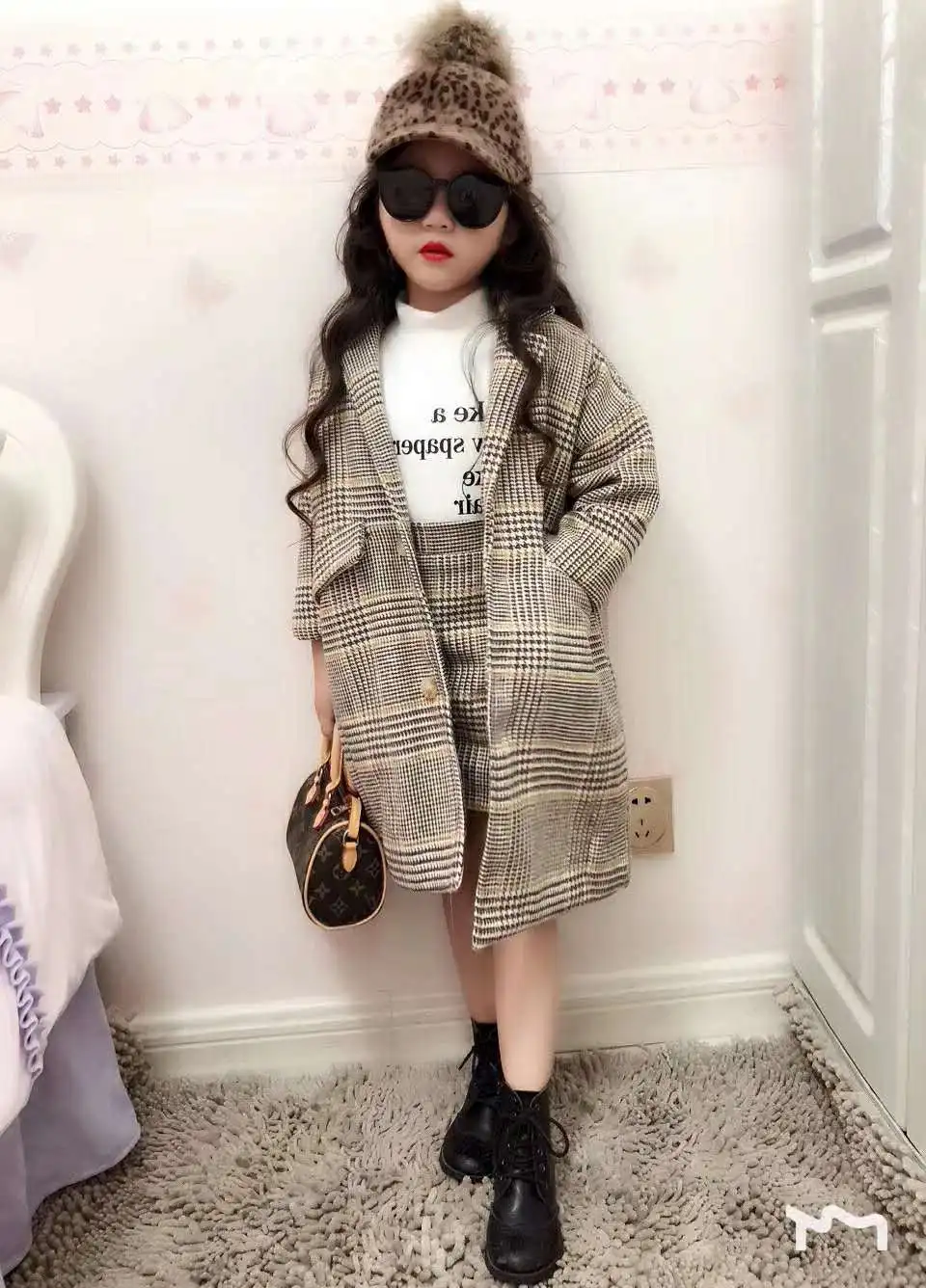 Girl Fall Outfits Autumn Winter Children Clothing Set Coat+Skirt Baby Girls Tracksuit Kids Woollen Clothes Sets