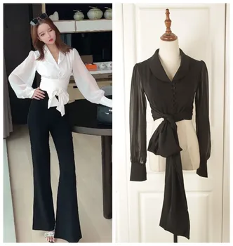 

Women Cheap and Chic Short Design Fashion Lantern Sleeve Blouse Top