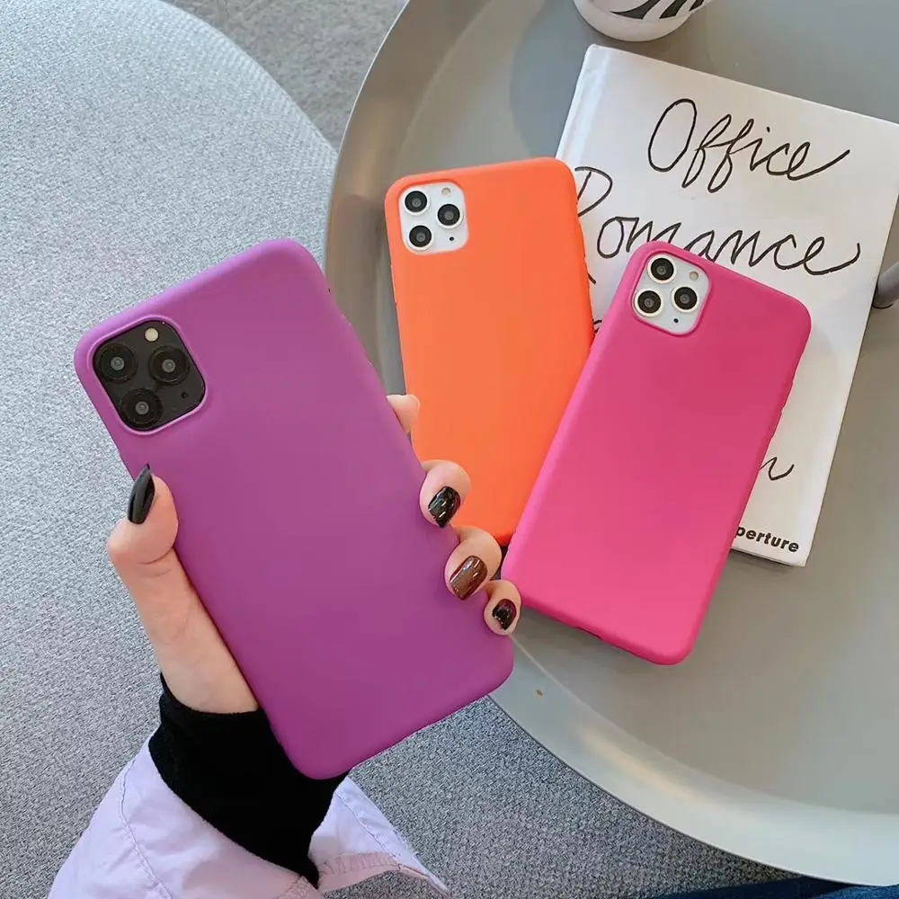 Простой однотонный удобный чехол для iPhone11Pro/xsMax/8plus мягкий силиконовый защитный xr
