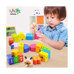 N053 Бесплатная доставка гусеница познание деревянные бисерные игрушки Ранние Молящиеся игрушки с нанизыванием Головоломка Детские