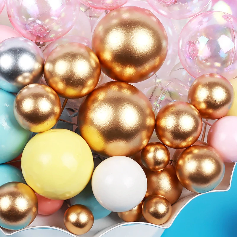 10pcs Ball Cake Toppers Birthday Party Cupcake Topper Christmas Tree Decor Ornament Baby Shower Party Supplies Cake Decoration