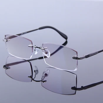 

High Quality Rimless Reading Glasses Gentleman Simple style Eyeglasses Men Ultralight Hyperopia Spectacles Male gafas de lectura