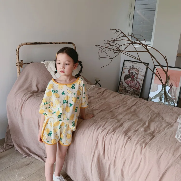

Tckids Childrenswear Customizable 19 Summer Customizable-Fruit Lemon Pattern Baby Adorkable Household Set