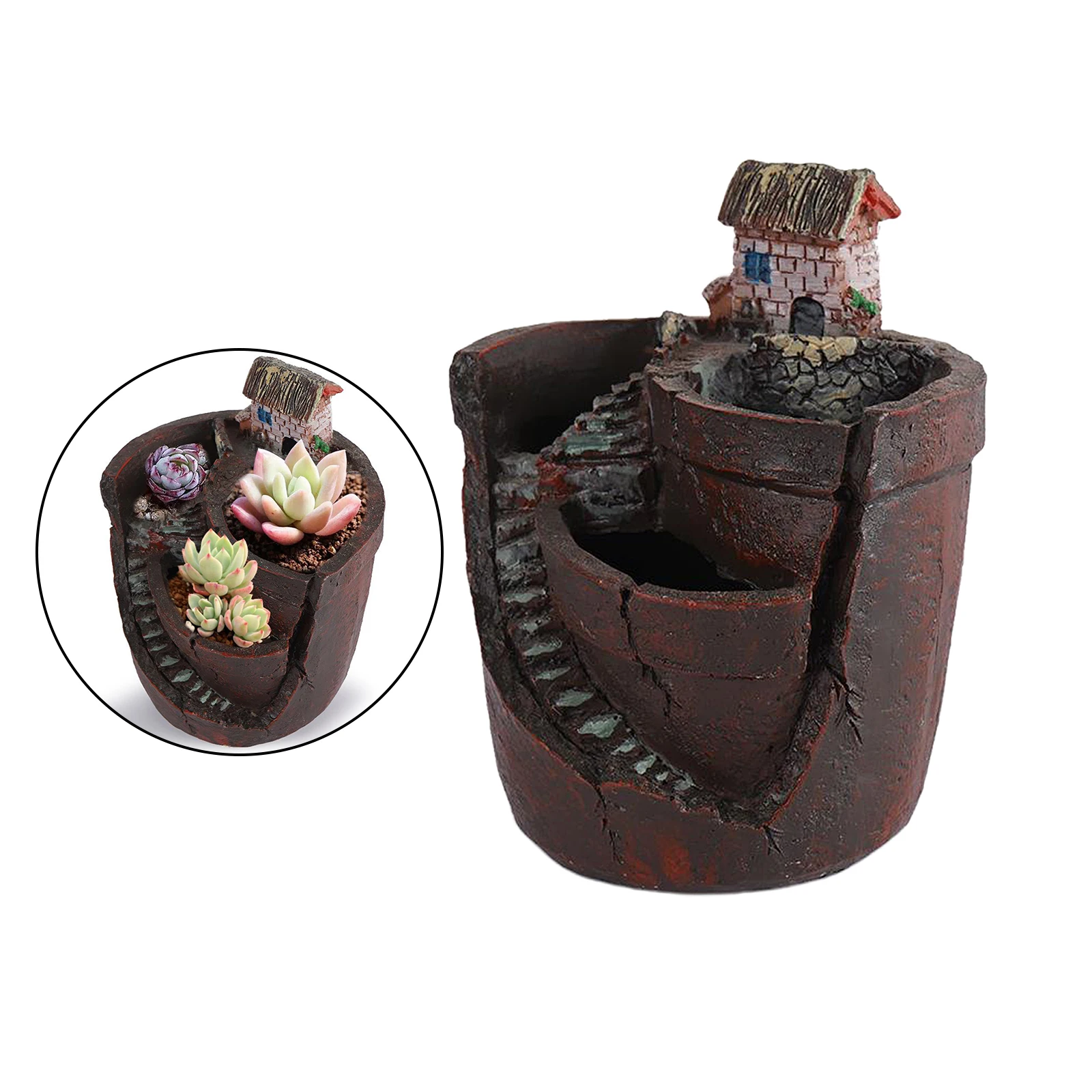 Creative Plants Pot Mini Fairy Garden and Sweet House for Decoration, Adorable Succulent Plants Pot