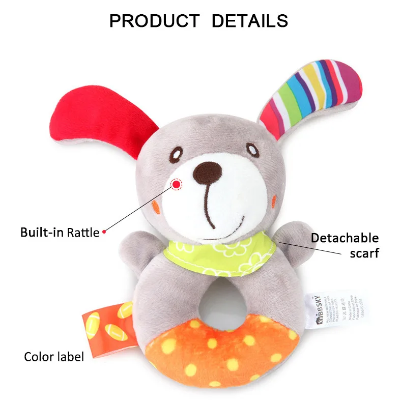 Bbsky мультфильм животных руки-сгибать круг младенец O руки-сгибать колокольчик Плюшевые Руки Палку Игрушка Материнские и детские принадлежности