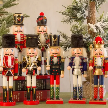 

38CM Nutcracker Soldier Shape Puppet Christmas Gift Table Decoration For Office Home Christmas Wooden Crafts