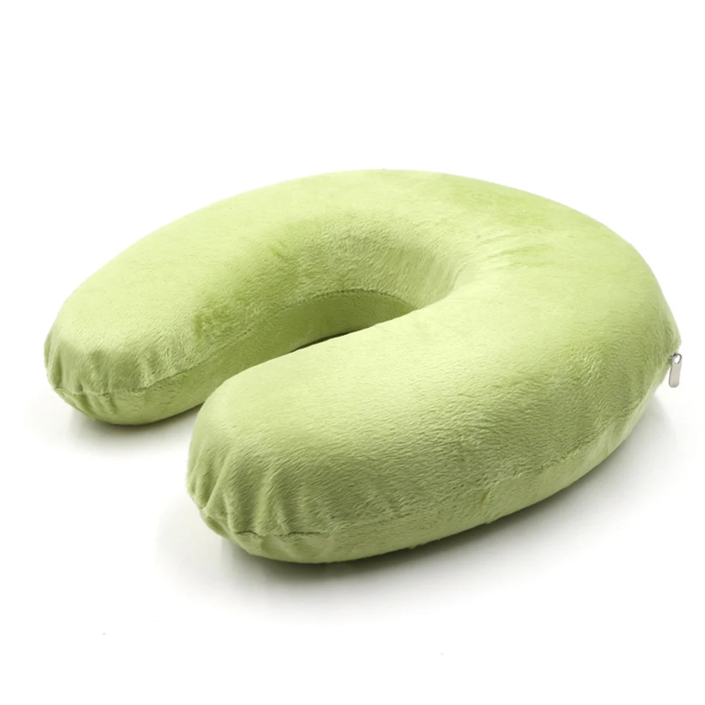 Подушка u-образной формы для путешествий с эффектом памяти, массажные подушки для шеи, постельные принадлежности, комплект для путешествий с 3D масками для глаз, беруши, роскошная сумка - Цвет: Fruit Green2