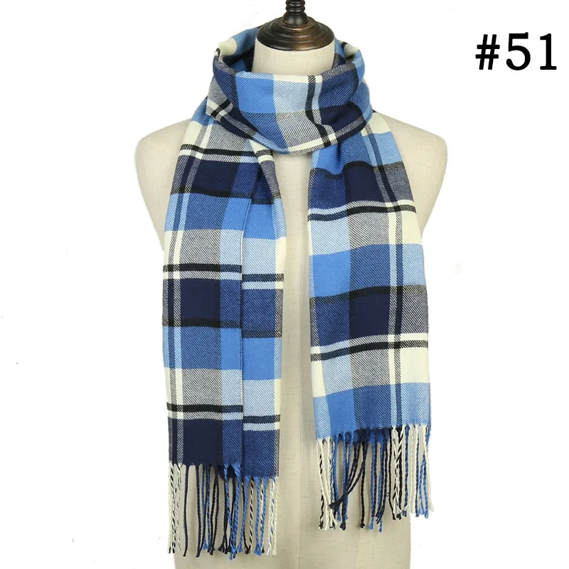 Роскошный брендовый кашемировый шарф, зимние теплые клетчатые шарфы для женщин, теплые шарфы для шеи, женские шали и палантины - Цвет: 51