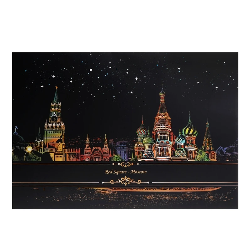 2 листа скретч картин бумаги 41x29 см творческий набор экран открытка DIY подарки 72XC - Цвет: 5