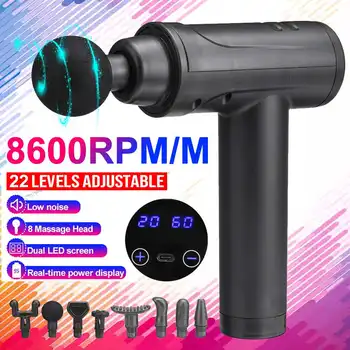 

8600r/min LED Massage Gun Deep Muscle Massager Body Neck Massager Therapy Exercising Relax Pain Relief Electric Fascia Gun