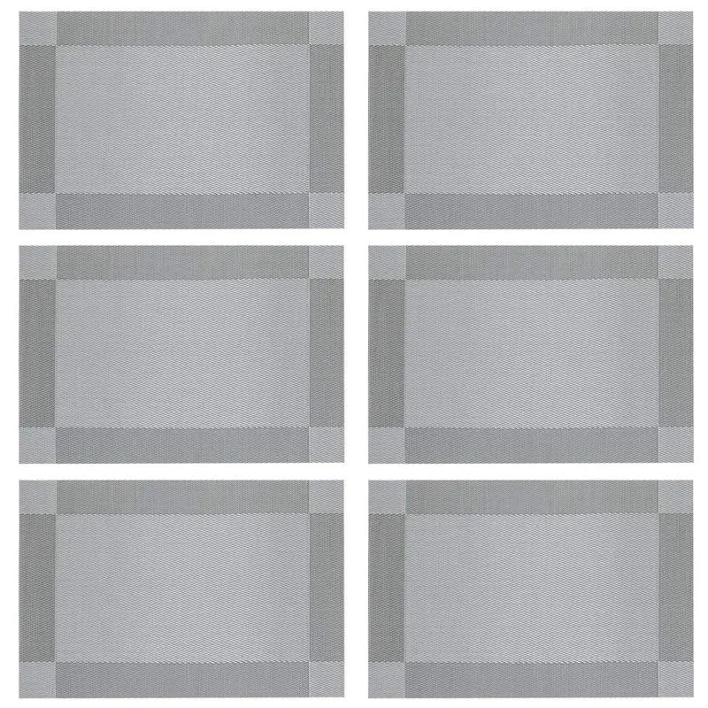 Silver Placemats,Silver Table Mats,Non-slip Insulation Table Dinner Mats Weave Washable Dining Placemats for Kitchen Table Set