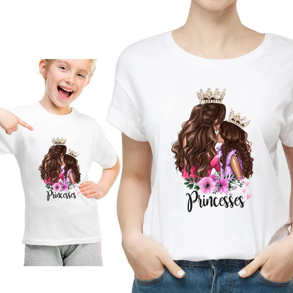 Funny Summer Family Matching Clothes Kawaii White Tshirt Matching Mother Daughter Clothes Family Look T-shirt 5