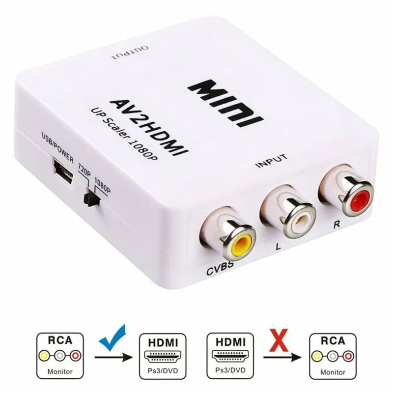 Мини AV/RCA/CVBS на hdmi-контроллер 1080P конвертер AV2HDMI видео адаптер для HD ТВ PS3 PS4 PC DVD Xbox Projecto