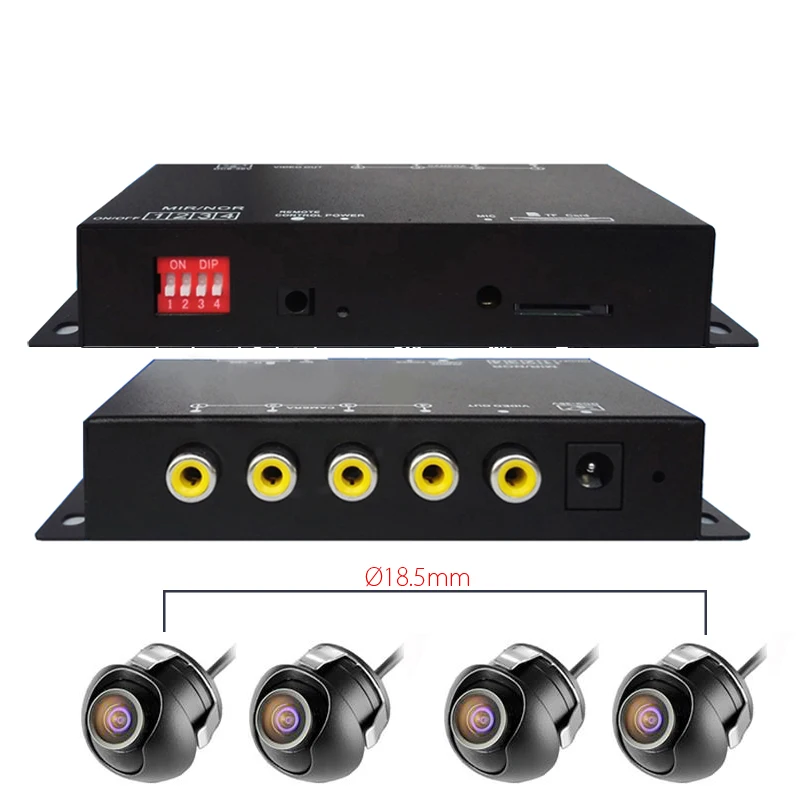 H312-4P360 Многопутевой панорамный вождения рекордер DVR мониторинга учет движения четыре просмотр видео регистратор для сзади спереди сбоку CCd HD камера - Название цвета: H312-4P360