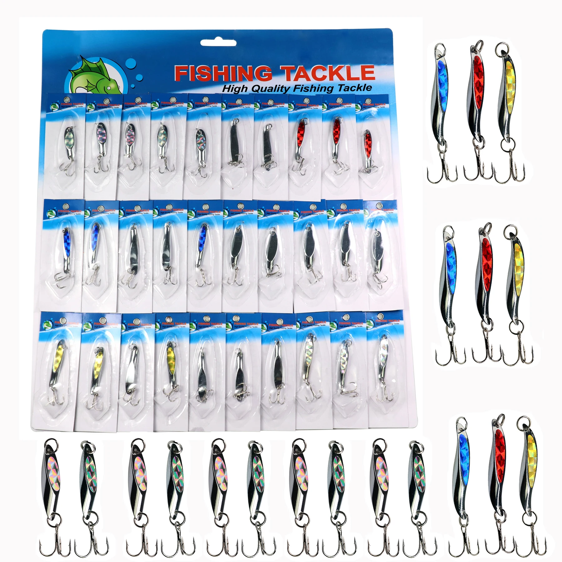 

30pcs/set Fishing Spoon set 4.7g-7.5g Metal Spoon Lures Fishing Hard Bait Atificial Lure Fishing Spoon Metal Lure