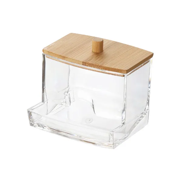 Makeup Organizer Box MSJO органайзер для макияжа, коробка для хранения косметики, ватные диски, тампон, Бамбуковая Крышка для женщин, для дома, ванной комнаты, органайзер, коробки для макияжа, корзина - Цвет: Makeup Organizer Box